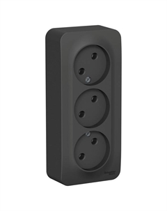 Розетка тройная SE Blanca, 16 А, 250 В, накладная, без з/к, IP20, антрацит, BLNRA000316 Schneider electric