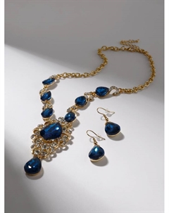 Набор 2 предмета: серьги, колье «Вернисаж» сердце и цветы, цвет бело-морской в золоте, 42 см Qf