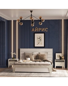 Кровать Люкс «Айрис 306», 1800 × 2000 мм, без основания, цвет белый / статуарио Глазов