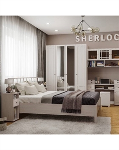 Кровать люкс Sherlock 48, 1400 × 2000 мм, без основания, цвет ясень анкор светлый Глазов