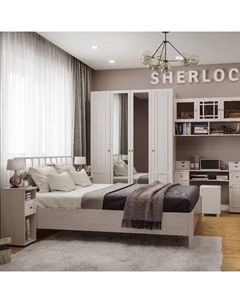 Кровать люкс Sherlock 47, 1600 × 2000 мм, без основания, цвет ясень анкор светлый Глазов
