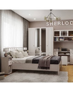 Кровать люкс Sherlock 46, 1800 × 2000 мм, без основания, цвет ясень анкор светлый Глазов