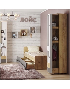 Кровать односпальная для детской «Лойс 80», со спальным местом 2000×900 мм, 1900×800×180 мм, цвет дуб золотистый/графит Глазов