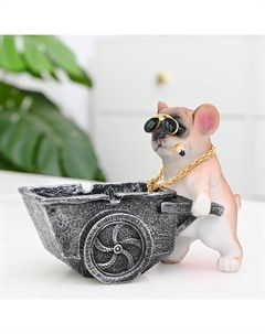 Пепельница для дома «Мопс с тележкой», для сигарет и стиков, 15×11×7.5 см Сима-ленд