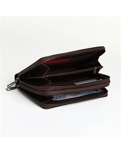 Портмоне-клатч мужской на молнии, цвет коричневый Textura