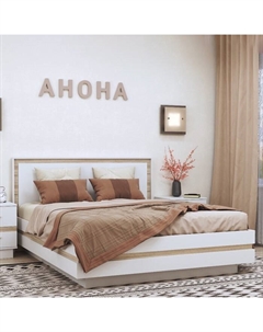 Кровать «Анона 1», 1800×2000 мм, ортопедическое основание, цвет белый / дуб сонома Глазов