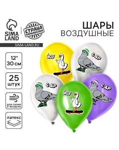 Воздушные шары латексные 12" «Крутые птицы», 25 шт. Страна карнавалия