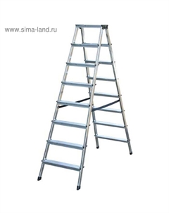 Стремянка MONTO DOPPLO, двухсторонняя, рабочая высота 3.51 м, 8 ступеней, черная Krause