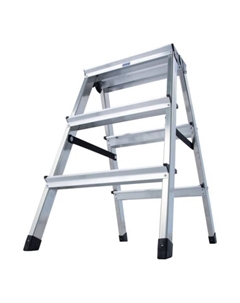 Стремянка MONTO DOPPLO, двухсторонняя, рабочая высота до 2.45 м, 3 ступени, черная Krause