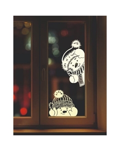 Наклейка декоративная для окон «Два снеговика», 45×45 см Houseinterio