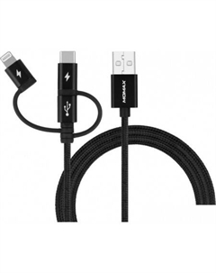 Кабель DX1D OneLink 3-in-1 USB Type-A - Lightning/microUSB/USB Type-C (1 м, черный) Momax