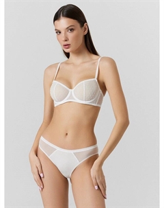 Трусы женские слипы белого цвета с деталями из сетки Mark formelle