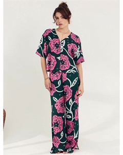 Комплект женский (жакет, брюки) зеленый с цветами Mark formelle