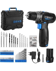 Аккумуляторная дрель-шуруповерт Deko DKCD12 в кейсе + набор инструментов 92шт / 083-1113