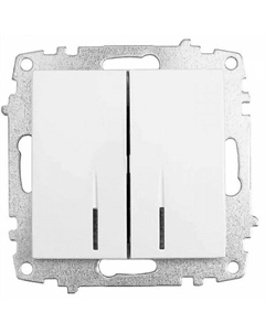 Zena/Vega мат.бел. Выключатель 2-кл. с подсв. (без рамки) 609-016200-203 El-bi