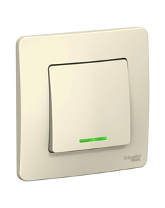 Молочн. Выключатель 1-кл. с подсв. (с рамкой) BLNVS010112 Blanca