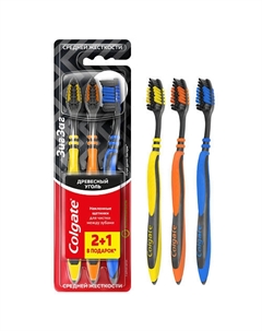 Зубная щетка ЗигЗаг Древесный Уголь средняя 2+1 Colgate