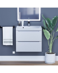 Тумба подвесная Tanos, с раковиной, 2 ящика, 602×450×500 мм, цвет белый Uperwood