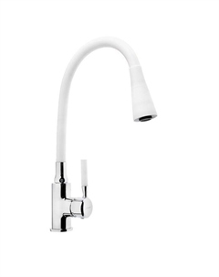 Смеситель для кухни Accoona A9890G-1, однорычажный, силиконовый излив, белый/хром