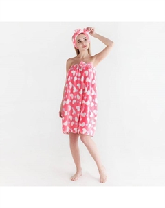 Набор для бани и ванной "Сердечки"полотенце-парео 75*120 см+повязка Этель