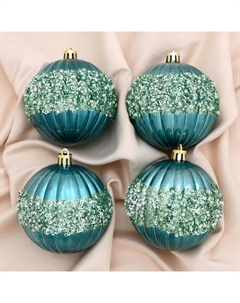 Ёлочные игрушки «Рокси», шары новогодние, d=8 см, 4 шт., зелёный Зимнее волшебство