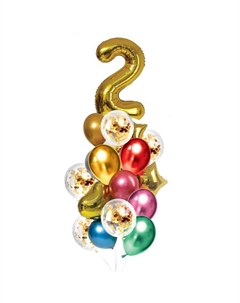 Воздушные шары, букет «День рождения – 2 года», цифра, набор 21 шт. Страна карнавалия