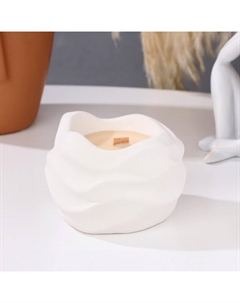 Свеча из соевого воска в кашпо "Волна", 9х6 см, белая Дарим красиво