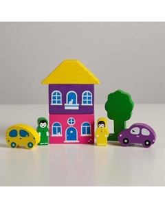 Деревянный конструктор «Цветной городок» фиолетовый, 8 деталей Томик