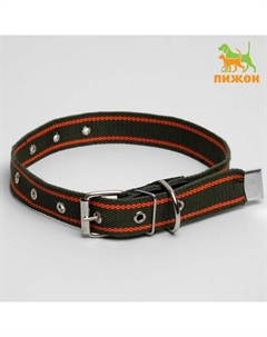 Ошейник брезентовый щенячий однослойный, 70×3 см, ОШ 32-66 см, хаки/оранжевый Пижон