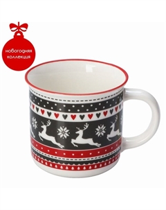 Кружка для чая «Новый год, Олени», 380 мл, фарфор, 13×10×8,7 см Доляна