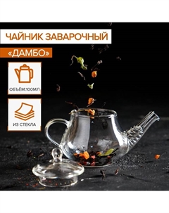 Чайник заварочный «Дамбо», 100 мл, стекло, с металлическим ситом, прозрачный Magistro