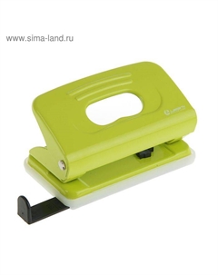 Дырокол с линейкой 10 листов, Metallic, светло-зелёный Lamark
