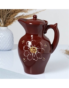 Кувшин "Дачный" 1,4л / 22,5х13,5см, ромашка коричневая Псковский гончар