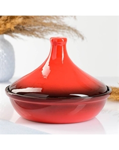 Тажин «Красная», 1 л, керамика, красный Борисовская керамика