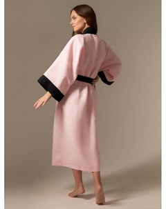 Халат женский длинный SL HOME Rose, размер 44-52, лён 100%, розовый Sima-land home