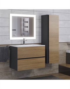 Тумба с раковиной Barsa-Next 70 см, подвесная, чёрная/дуб сонома Uperwood