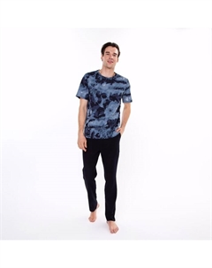 Комплект домашний мужской (футболка/брюки), цвет серый/чёрный, размер 56 Modellini