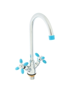 Смеситель для кухни Accoona A4582M, двухвентильный, высокий излив, голубой/хром
