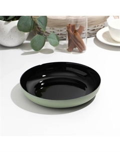 Блюдо Vicky Noir Sauge, d=21 см, стекло, чёрное, зелёное Luminarc