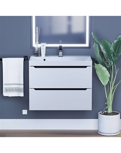 Тумба с раковиной Tanos 70 см, подвесная, белая, графит Uperwood