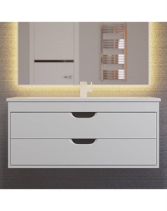 Тумба с раковиной Modul 100 см, подвесная, матовая, белая, графит Uperwood