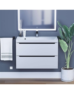 Тумба с раковиной Tanos 80 см, подвесная, белая/графит Uperwood