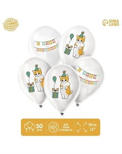 Воздушные шары латексные 12" «Праздничный котик», 50 шт. Страна карнавалия