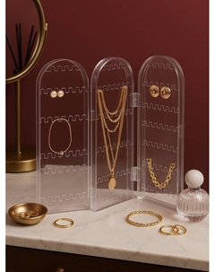 Подставка-книжка под серьги, 3 секции, 8 рядов, 32.5×2×28 см, прозрачная Qf