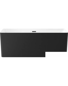 Ванна Pure BY 166x77 230703003 (отдельностоящая ванна белый глянец/матовый черный, экран, ножки, сифон-автомат матовый черный) Wellsee