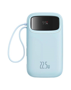 Внешний аккумулятор Qpow2 Dual-Cable Digital Display Fast Charge Power Bank 22.5W 20000mAh (голубой) Baseus