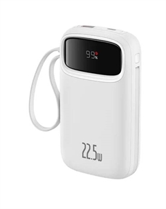 Внешний аккумулятор Qpow2 Dual-Cable Digital Display Fast Charge Power Bank 22.5W 10000mAh (белый) Baseus
