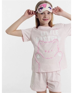 Комплект для девочек (футболка, шорты) розовый с потертостями Mark formelle