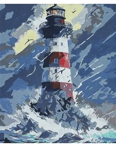 Картина по номерам Молли Морской маяк со светящейся краской 40х50 / FHR0577 Molli