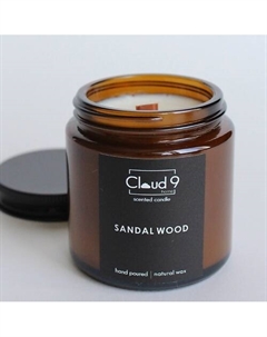 Свеча ароматическая в банке с древесным фитилём Sandalwood 120 Cloud 9 home на седьмом небе от ароматов